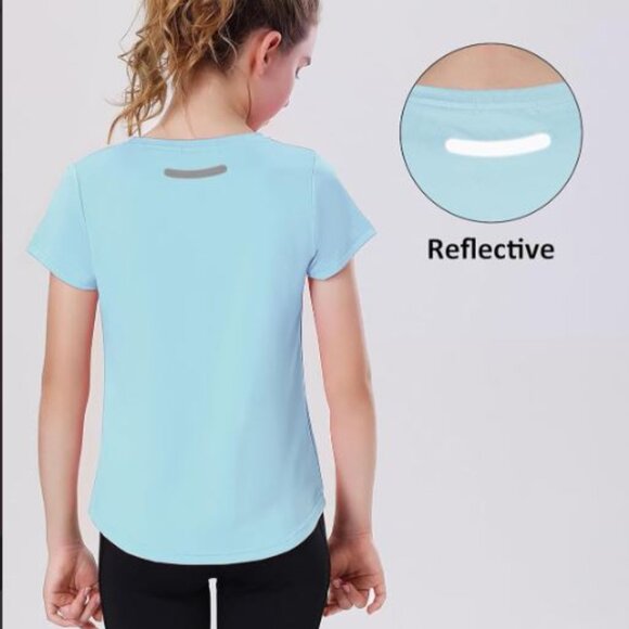 EXARUS Girls Athletic Short Sleeve Crew Neck Tops 10Y 4 pk - Picture 4 of 4